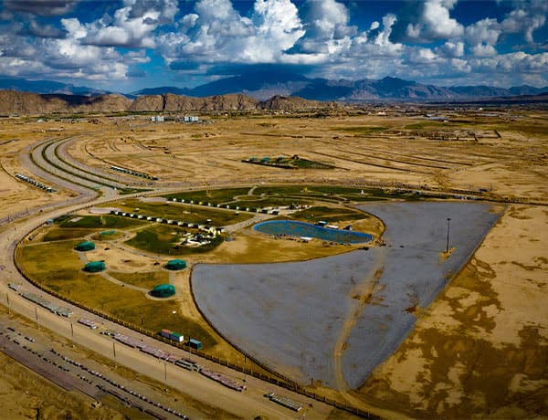 Aerial view of parkland and roads in DHA Quetta
